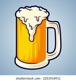 A Glass of Beer Vector Art Illustration on Isolated Background.
