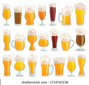 Glass of beer vector cartoon set icon. Isolated cartoon set icon pint glassware. Vector illustration glass of beer on white background .