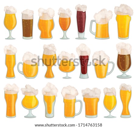 Glass of beer vector cartoon set icon. Isolated cartoon set icon pint glassware. Vector illustration glass of beer on white background .
