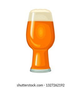 Glass with beer. Vector color flat icon. Isolated on white background.