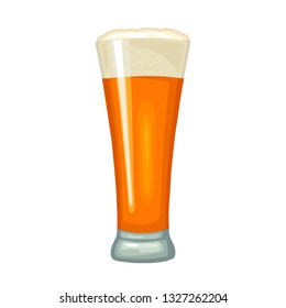 Glass with beer. Vector color flat icon. Isolated on white background.