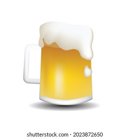 Glass of beer vector emoji illustration isolated on a white background. 