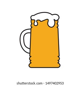 glass beer. Vector engraved color vintage illustration isolated on white background.