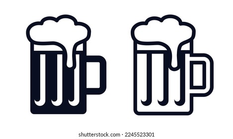 Glass of beer vector icon
