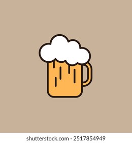 Glass of beer vector icon. Pint of craft beer with foam vector. Oktober fest holiday beer logo. Stylish icon of beer in a glass vector. Drink in a glass. Alcoholic drink with foam vector. Pub.