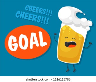 
A glass of beer. Сharacter. Vector illustration.