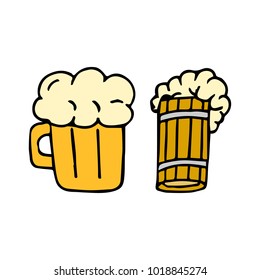 Glass of beer vector illustration. Doodle style. Design, print, decor, textile, paper