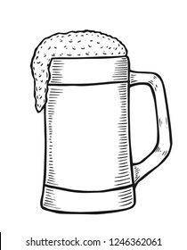 Glass of beer, Vector illustration isolated on white