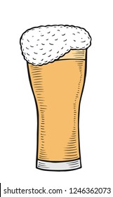 Glass of beer, Vector illustration isolated on white