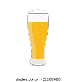 Glass of Beer Vector Illustration Isolated on White Background.
