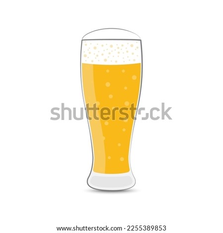 Glass of Beer Vector Illustration Isolated on White Background.