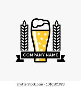 Glass of beer vector illustration, beer logo design inspiration isolated on white background