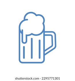 glass of beer vector illustration, beer mug line icon
