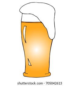  glass of beer vector illustration. Time To Drink -  Light Beer Glass. Vector Illustration. Beer mug. Brewery. Alcohol glass beer.