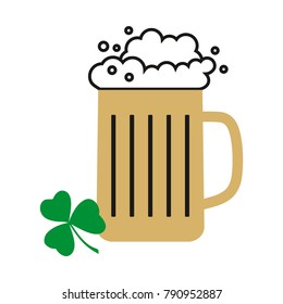 Glass of beer. Vector mug of beer. Foam beer. Oktoberfest. St. Patrick's Day.
Vector clover. Symbol of Ireland. Trefoil.
St. Patricks's Day. Hand drawn plant. Leaf of clover.