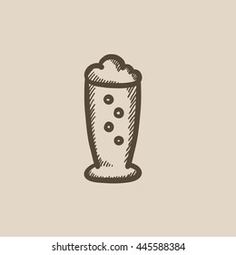 Glass of beer vector sketch icon isolated on background. Hand drawn Glass of beer icon. Glass of beer sketch icon for infographic, website or app.