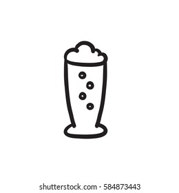 Glass of beer vector sketch icon isolated on background. Hand drawn Glass of beer icon. Glass of beer sketch icon for infographic, website or app.