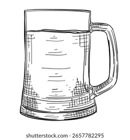 glass of beer vector sketch line art hand drawn illustration