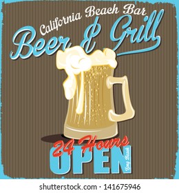 glass of beer vintage background - Vector illustration