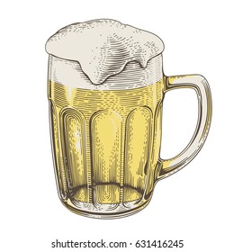 Glass of beer. Vintage vector engraving illustration