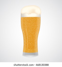 Glass of beer with water drops isolated on white background. Vector illustration.