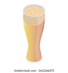 Glass of beer оn white background. Vector illustration.