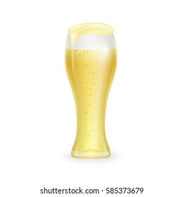 Glass of beer whith drops isolated on white background