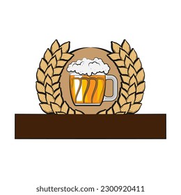 a glass of beer wreath on a white isolated background