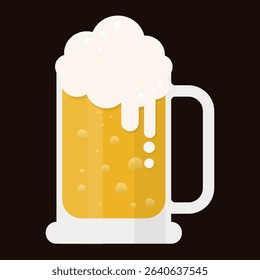 Glass of beer.Beer mug.Golden chill drinks, beverage with foam isolated on black background.Vector graphic element.	