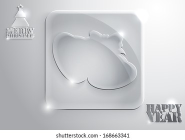 Glass bells icon Happy New Year and Merry Christmas