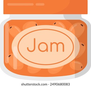 Glass With Berries Jam Vector Illustration