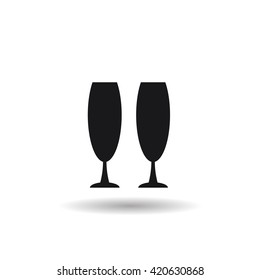 glass beverage black web icon, thin line illustration for mobile app color picture on a white isolated background with shadow