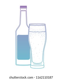 glass with beverage and bottle