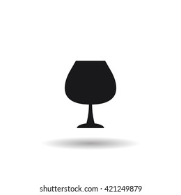 glass beverage for brandy black web icon, thin line illustration for mobile app color picture on a white isolated background with shadow
