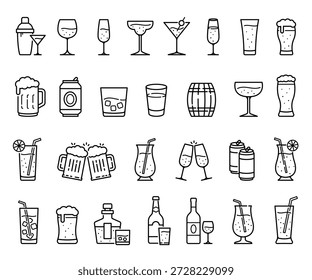 Symbol für Glas- und Getränkelinie, Vektorgrafik.
