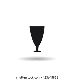glass beverage for vine black web icon, thin line illustration for mobile app color picture on a white isolated background with shadow