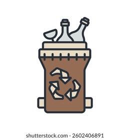 glass bin icons isolated on White Background. Flat style design
