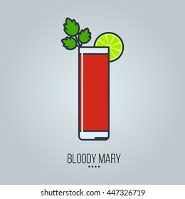 glass of bloody mary cocktail vector icon