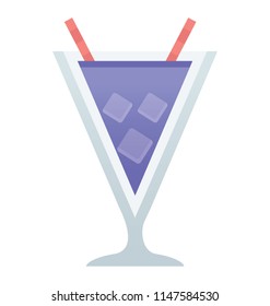 
A glass with blue beverage and two straws representing blue hawaiian 
