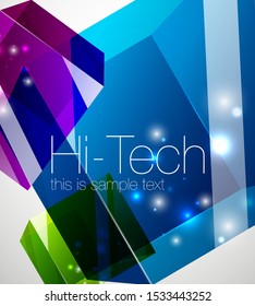 Fondo de tecnología de cubo azul de vidrio, plantilla de tecnología de alta tecnología futurista abstracta
