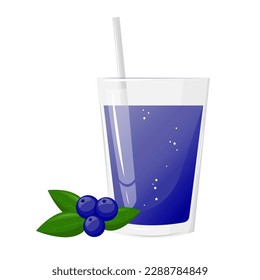 A glass of blueberries juice. Natural fresh squeezed juice. Healthy diet. The design concept of a web page,advertising,cafe,menu. Vector illustration.