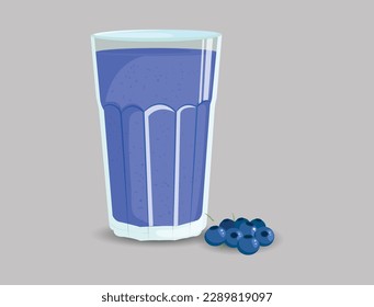 Glass of blueberry smoothie design and illustration