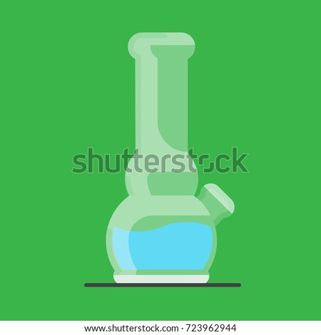 Glass bong marijuana vector flat design.