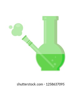 Glass bong for smoking. Isolated vector illustration on white background.