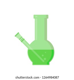 Glass bong for smoking. Isolated vector illustration on white background.