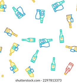 glass bottle alcohol container vector seamless pattern thin line illustration
