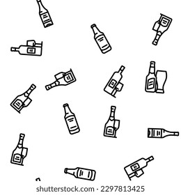 glass bottle alcohol container vector seamless pattern thin line illustration