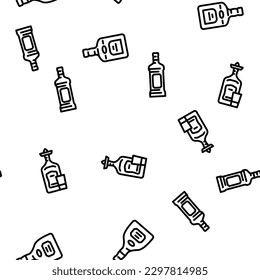 glass bottle alcohol container vector seamless pattern thin line illustration