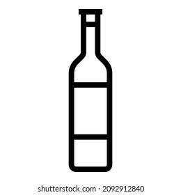 Glass Bottle Alcohol Drinks Flat Icon Isolated On White Background