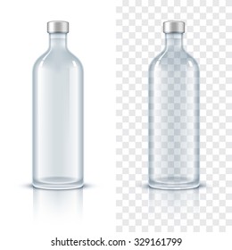 Glass Bottle Of Alcohol. Realistic Vector Illustration